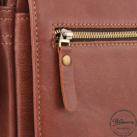  Мужская кожаная сумка "Вильнюс" (коньяк) 